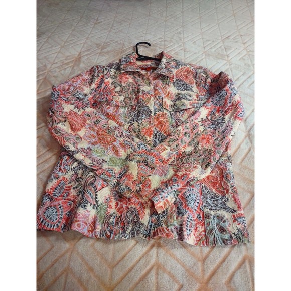 Joni B Top Size M Multicolor Thick Long Sleeve Button - Picture 8 of 9